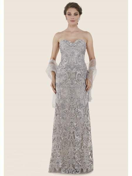 Rina di Montella - RD2624-1 Lace Embroidered Sweetheart A-line Gown Special Occasion Dress 20 / Platinum