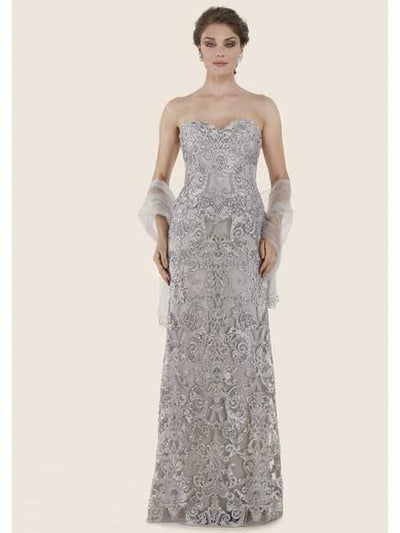 Rina di Montella - RD2624-1 Lace Embroidered Sweetheart A-line Gown Special Occasion Dress 20 / Platinum