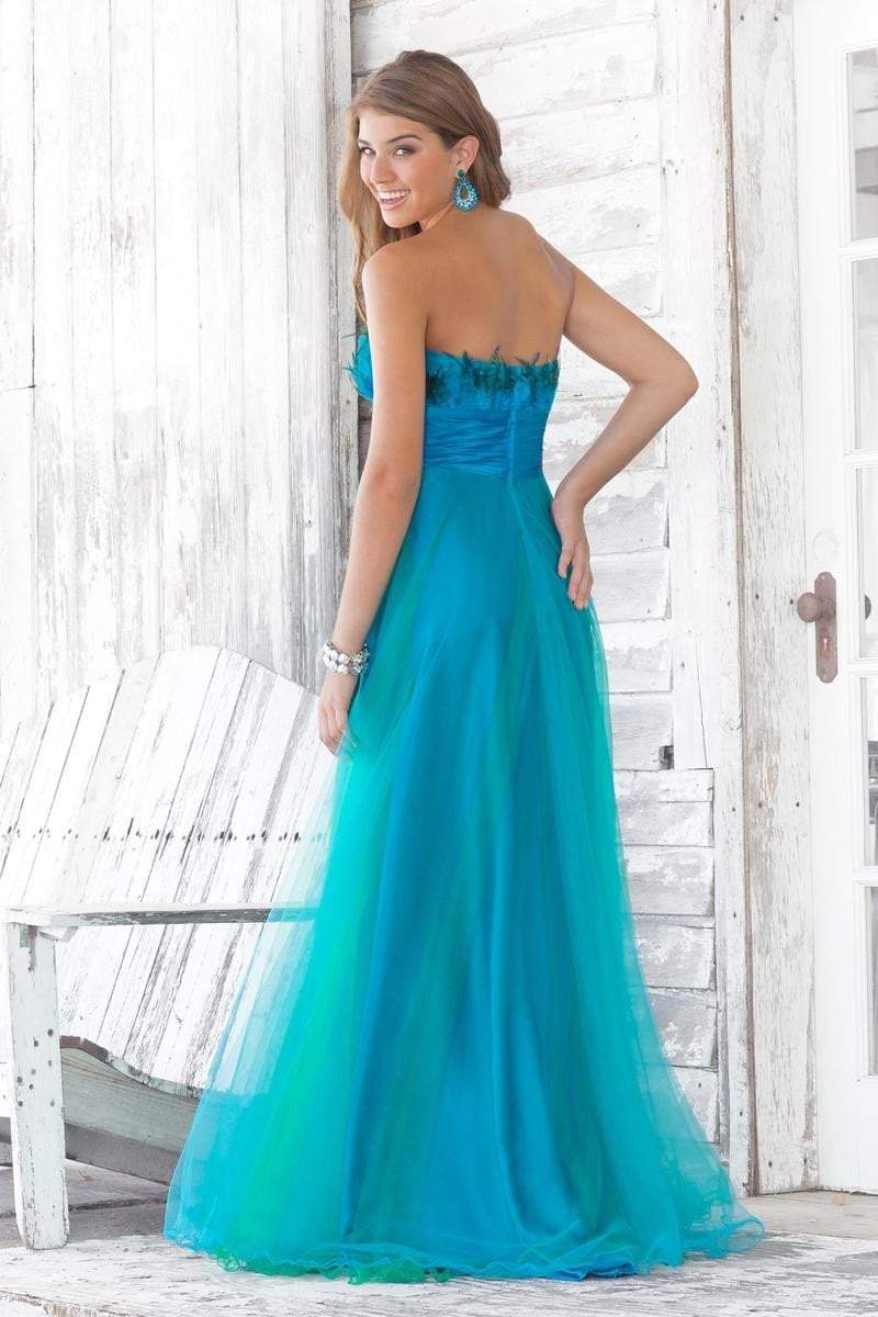 Blush - Feathered Sweetheart Chiffon A-Line Gown 5105 in Blue