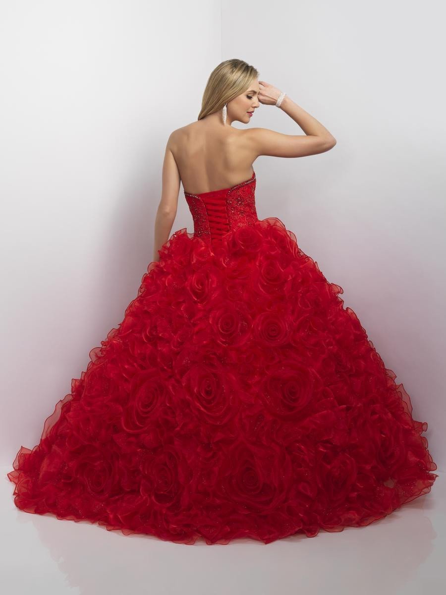 Blush - Q175 Ruffled Sweetheart Ballgown In Red