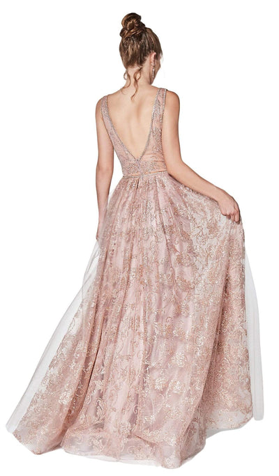 Cinderella Divine - CJ271 Glitter Print V-neck Ballgown Special Occasion Dress