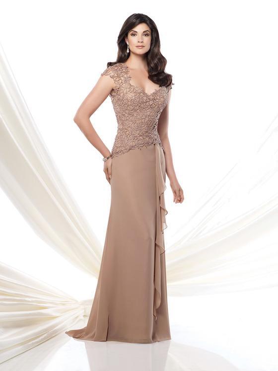 MONTAGE BY MON CHERI - LONG DRESS IN TAUPE  115967