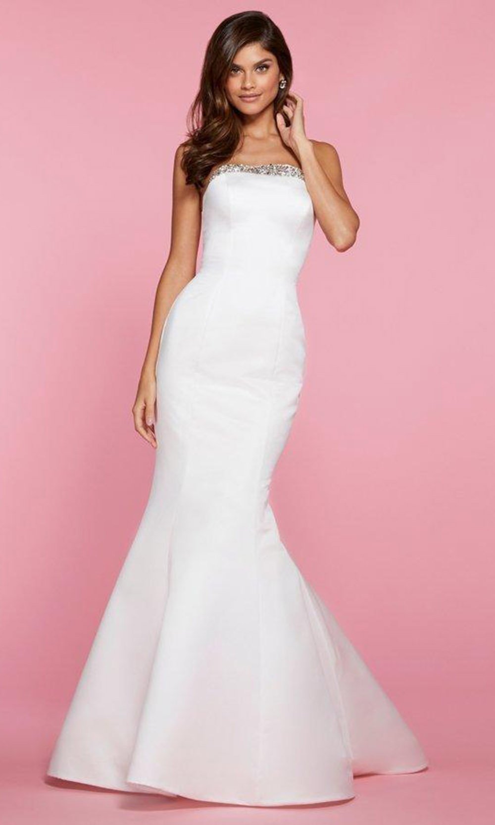 Sherri Hill - Strapless Jeweled Mermaid Gown 53321 In White
