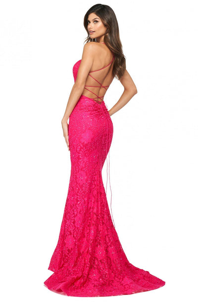 Sherri Hill - 53359 Allover Lace Sexy Back Fitted Dress In Pink