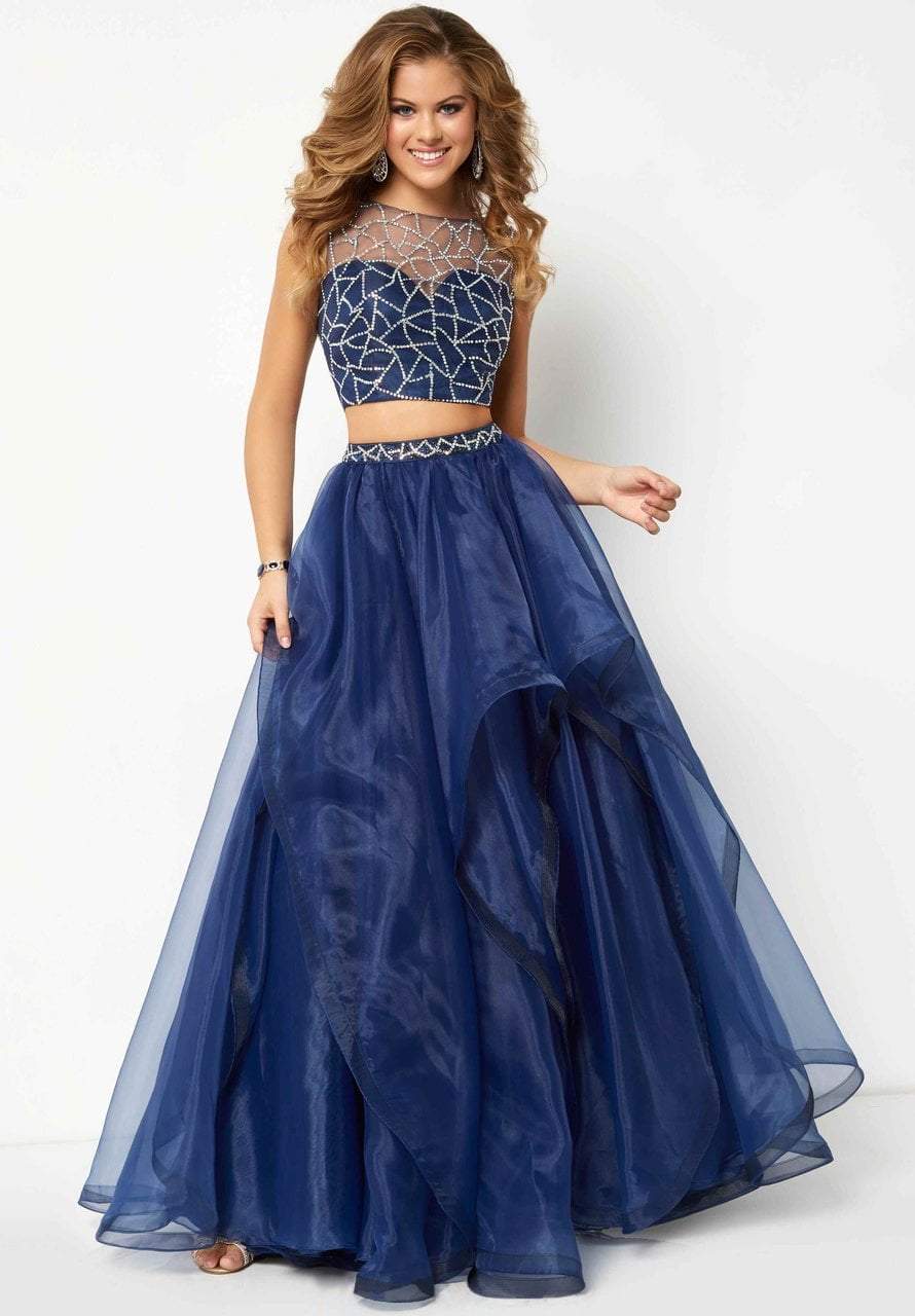 Studio 17 - 12683 Embellished Two Piece Organza A-line Dress In Blue