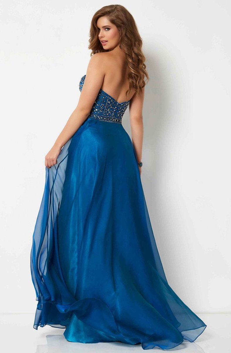 Studio 17 - 12688 Strapless Beaded Sweetheart Chiffon Dress In Blue