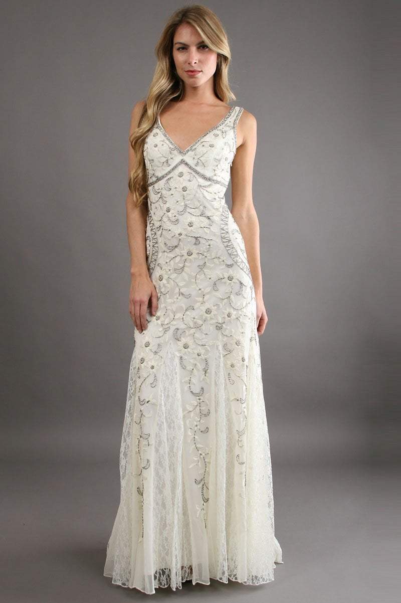 Sue Wong - N1118SC Floral Embroidered Godet Ornate Long Dress Sue Wong - N1118SC Floral Embroidered Godet Ornate Long Dress