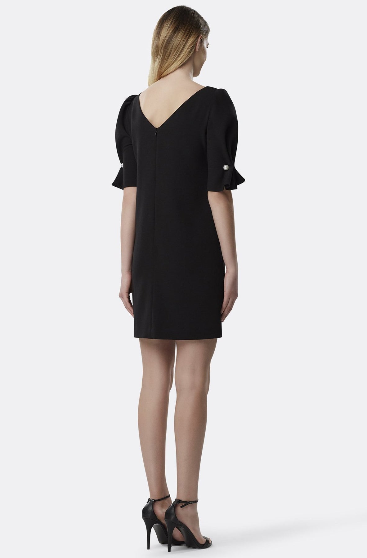 Tahari Asl - TLMU9WD126 Scrunch Sleeve Bateau Crepe Dress In Black