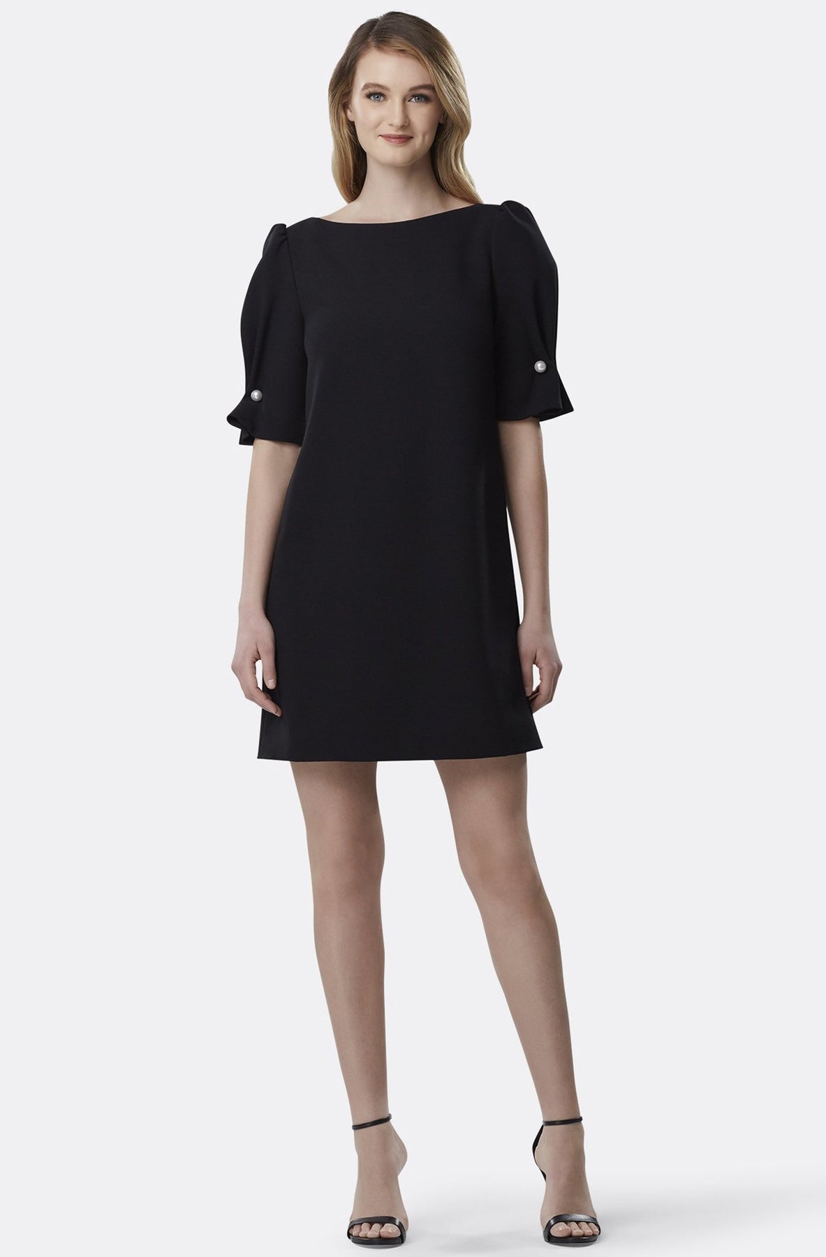 Tahari Asl - TLMU9WD126 Scrunch Sleeve Bateau Crepe Dress In Black