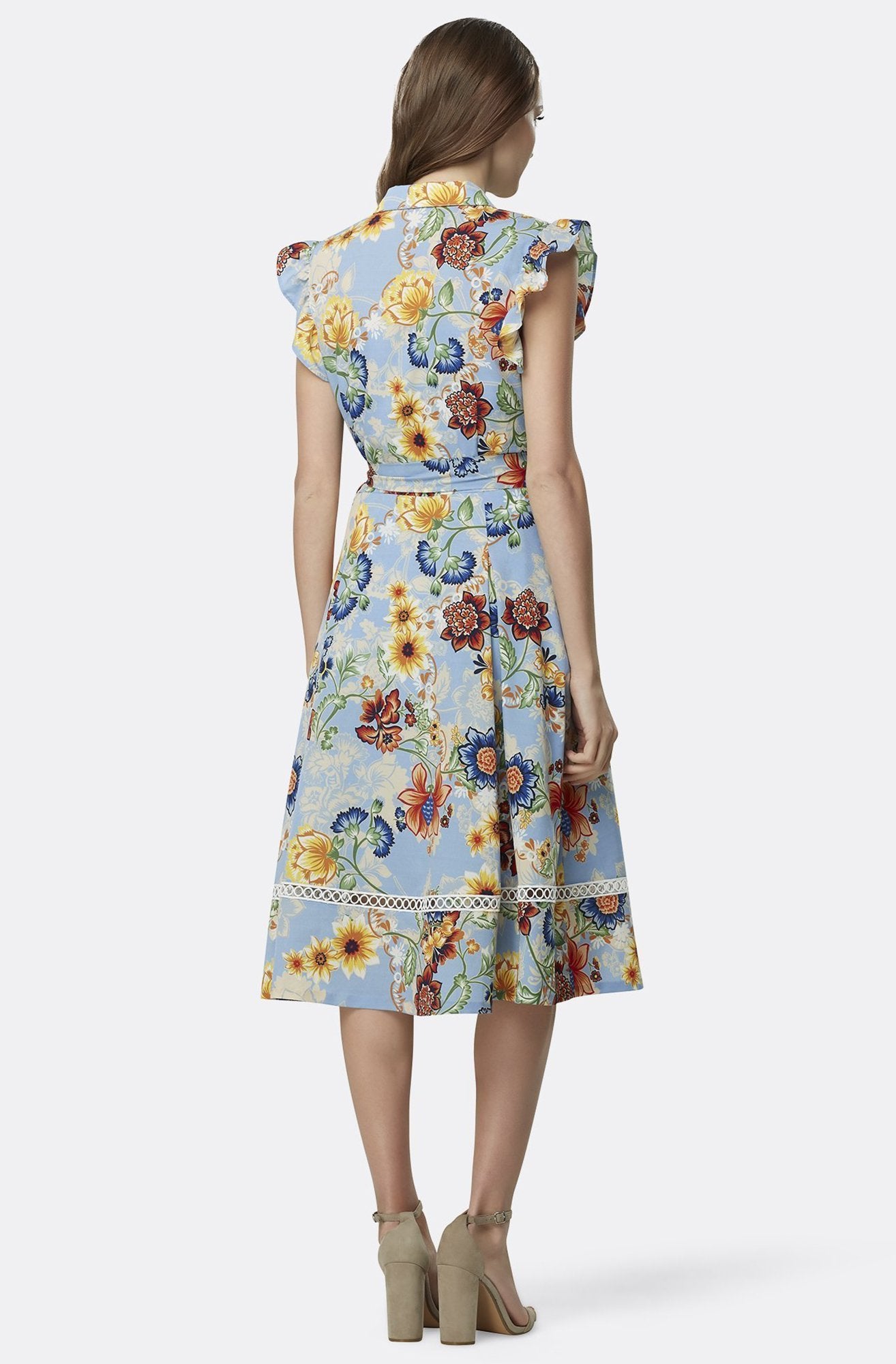 Tahari Asl - TLMU9WD640 Floral Print Collared A-line Dress In Multi-Color