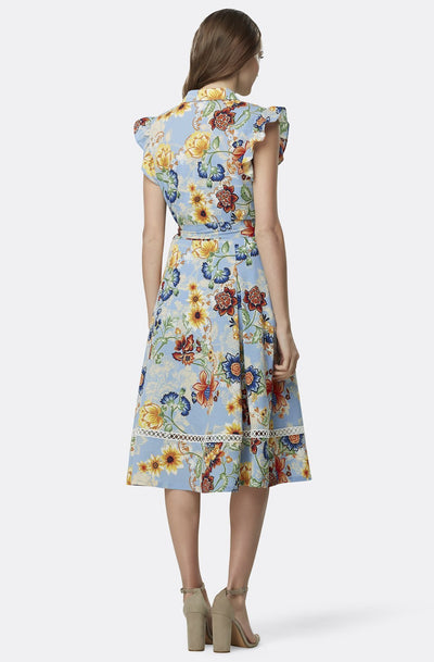 Tahari Asl - TLMU9WD640 Floral Print Collared A-line Dress In Multi-Color