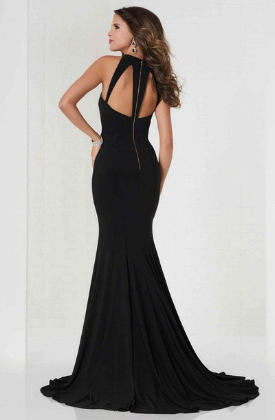 Tiffany Homecoming - 46114 Halter Jersey Trumpet Dress With Cutouts In Black