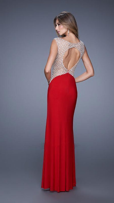 La Femme - 20842SC Beaded Jersey Prom Dress With Slit
