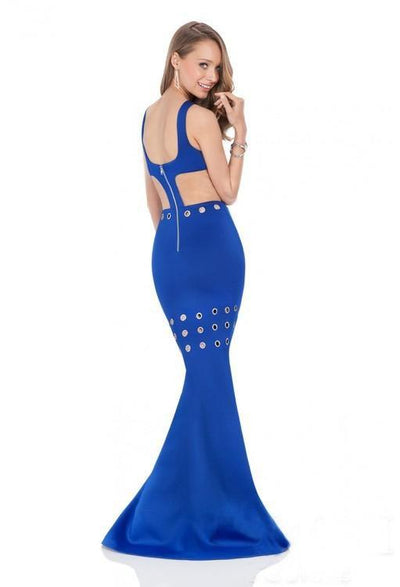 Terani Couture - 1613P0853A Stunning Illusion Cutout Mermaid Dress in Blue
