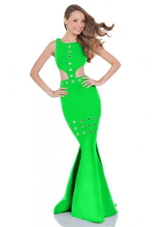 Terani Couture - 1613P0853A Stunning Illusion Cutout Mermaid Dress in Green