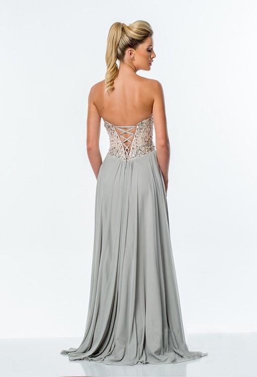 Terani Couture - 151P0036A Sequin Embellished Sweetheart Gown in Silver and Neutral
