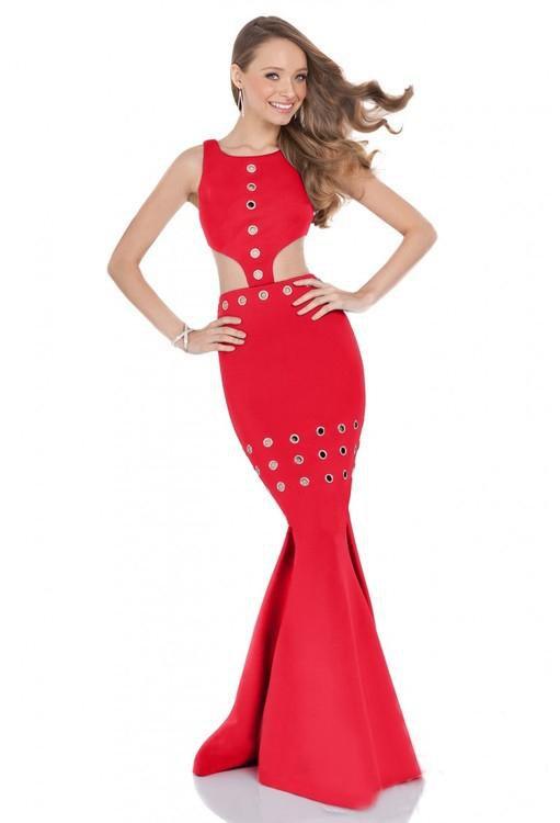 Terani Couture - 1613P0853A Stunning Illusion Cutout Mermaid Dress in Red