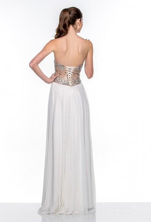 Terani Couture - 151P0036A Sequin Embellished Sweetheart Gown in White and Neutral