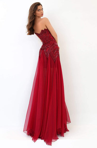 Tarik Ediz - 93845 Sequined V-neck A-line Dress Evening Dresses