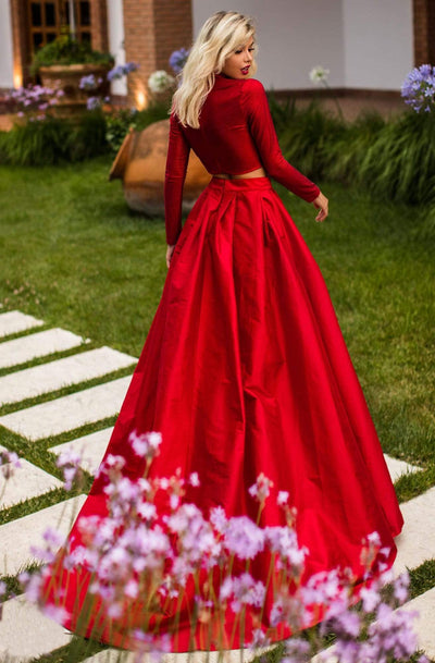 Tarik Ediz - 50770 Two Piece Long Sleeve High Neck Ballgown Ball Gowns