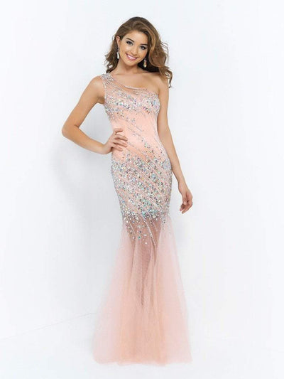 Blush - Crystal Embellished One Shoulder Evening Dress X233 Special Occasion Dress 0 / Apricot