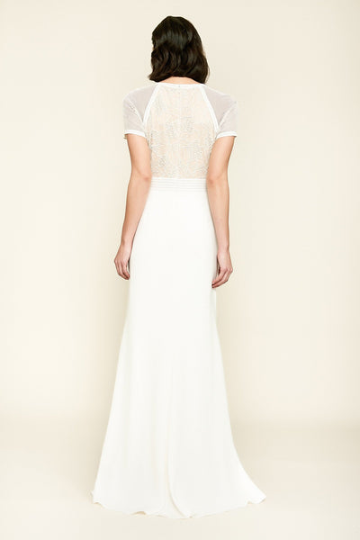 Tadashi Shoji - Laced Jewel A-Line Evening Dress In White