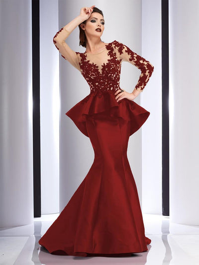 Clarisse - 4701 Floral Applique Mermaid Dress| in Red