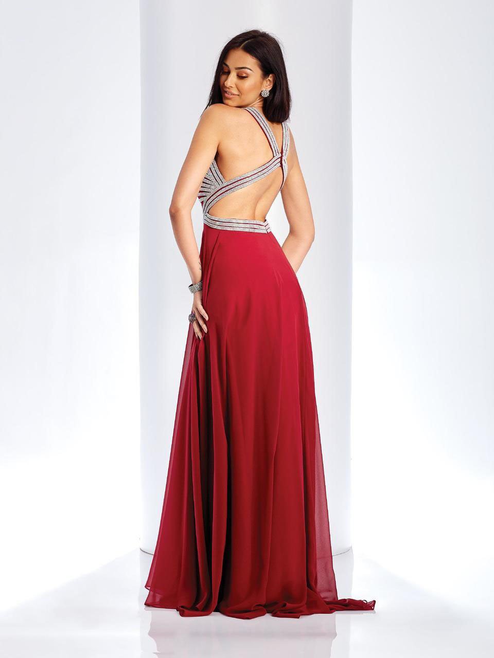 Clarisse - 3412 Illusion Halter A-line Dress in Red