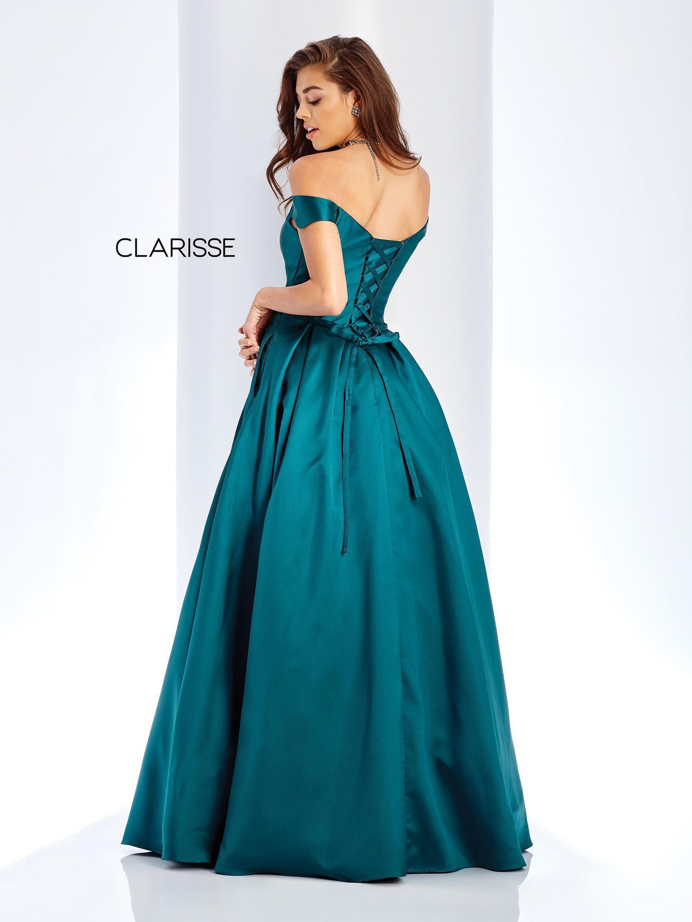 Clarisse - 3442SC Sleek Off Shoulder Pleated A-Line Dress