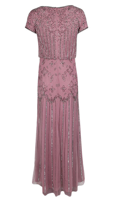 Adrianna Papell - 191906600 Embellished Mesh Blouson Evening Dress Evening Dresses