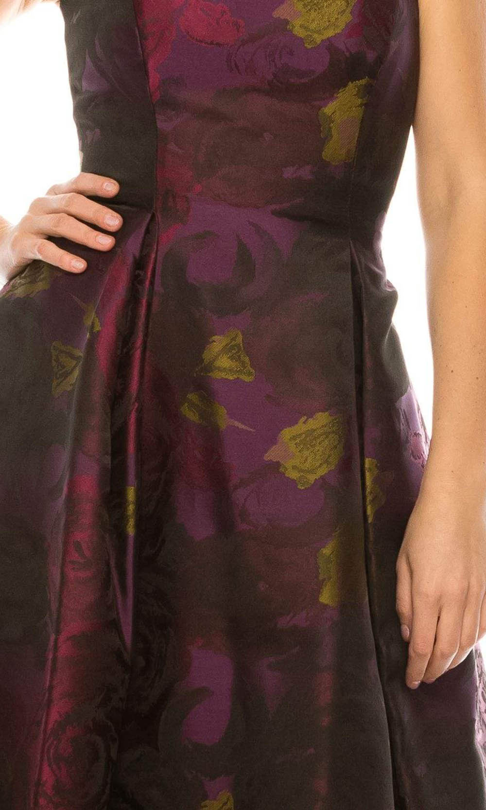 Adrianna Papell - 41887910SC Straight Neck Strapless Tea Length Dress In Purple
