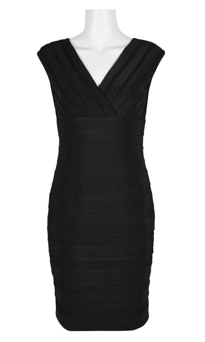 Adrianna Papell - AP1D103655 V Neck Bandage Fitted Dress Semi Formal