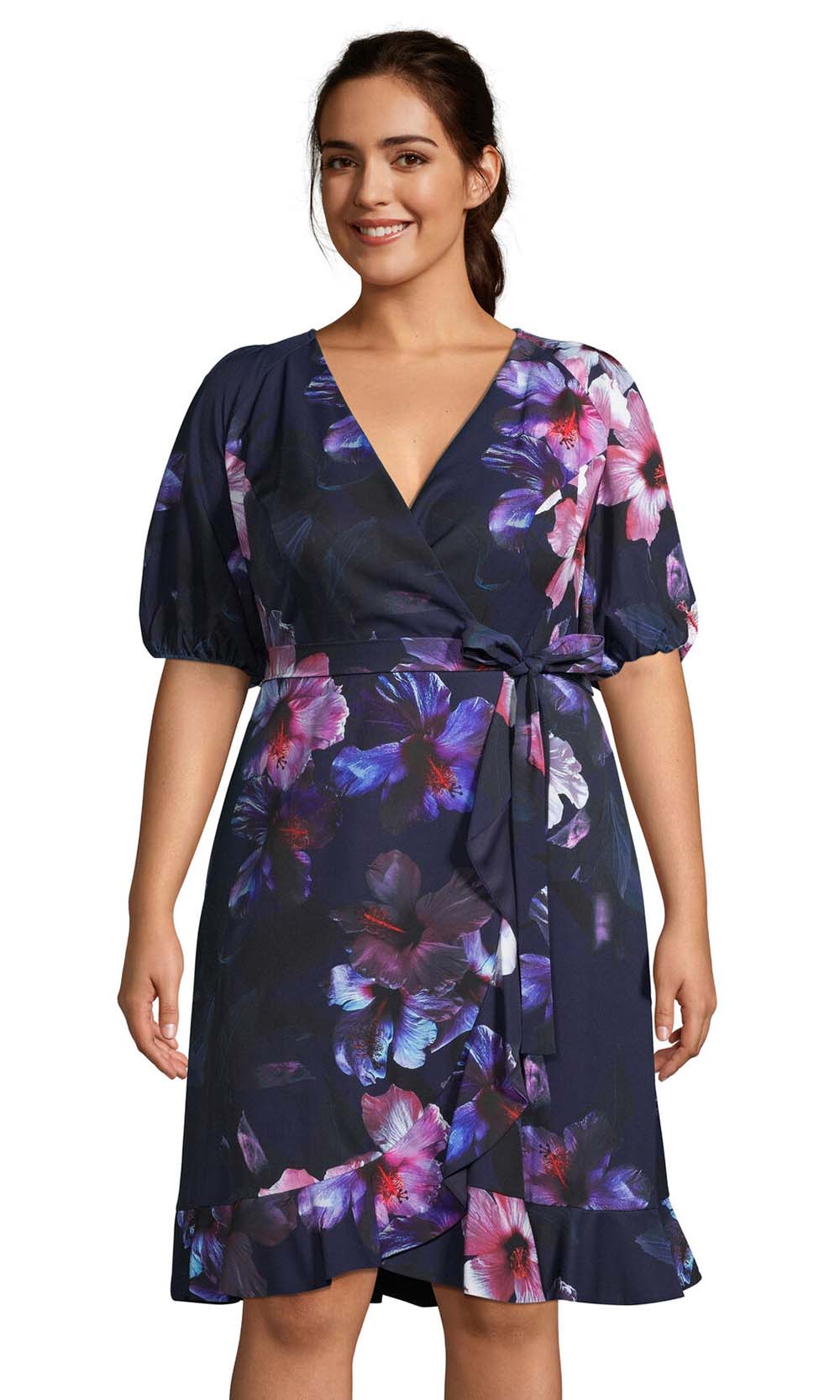 Adrianna Papell - AP1D103770 Floral Print V Neck A-Line Dress Semi Formal