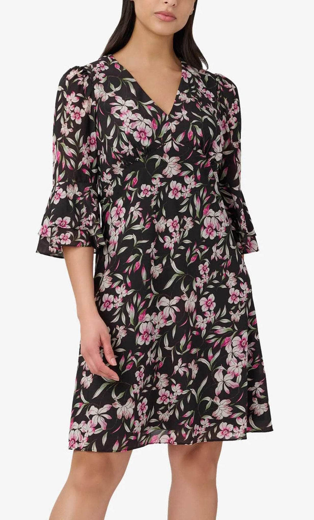 Adrianna Papell AP1D104622 - Bell Sleeve Floral Short Dress Holiday Dresses