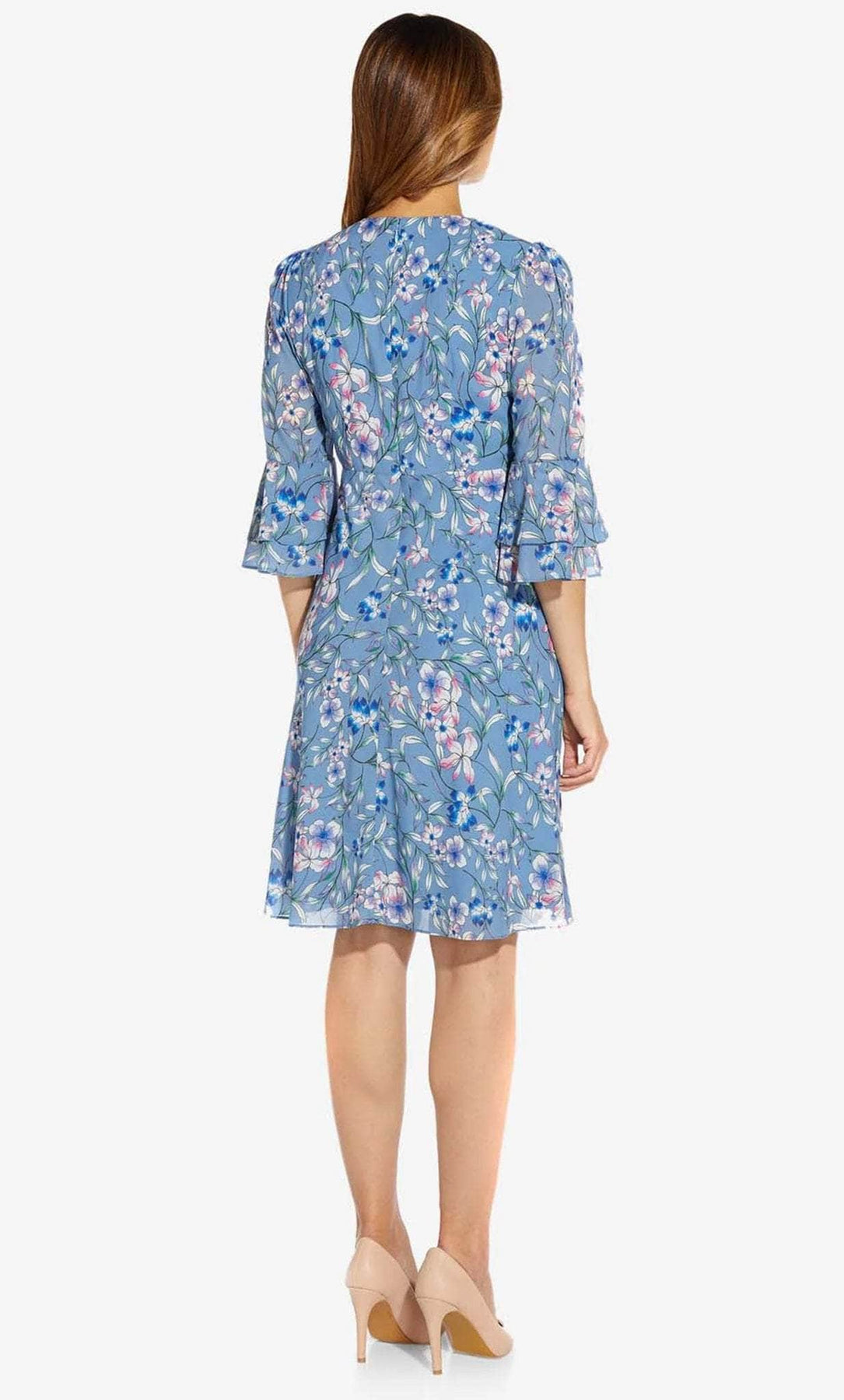 Adrianna Papell Floral-Print Fit & Flare Dress - Black Multi - Size 6 Adrianna Papell Floral-Print Fit & Flare Dress - Black Multi - Size 6