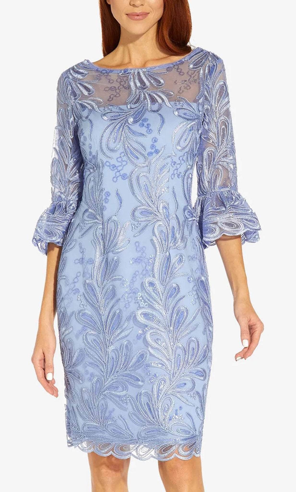 Adrianna Papell AP1D104722 - Embroidered Bell Sleeve Cocktail Dress Cocktail Dresses