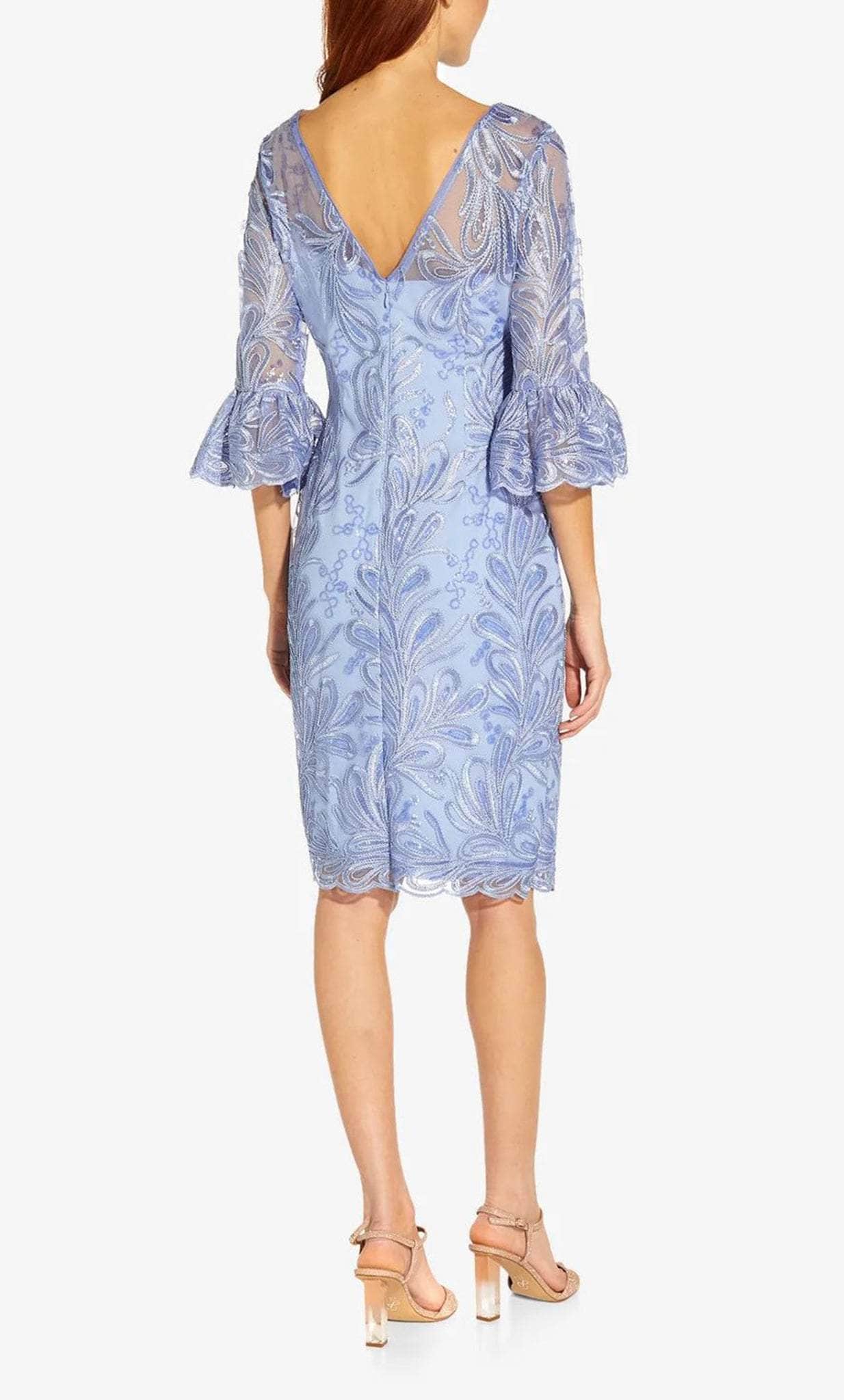 Adrianna Papell AP1D104722 - Embroidered Bell Sleeve Cocktail Dress Cocktail Dresses