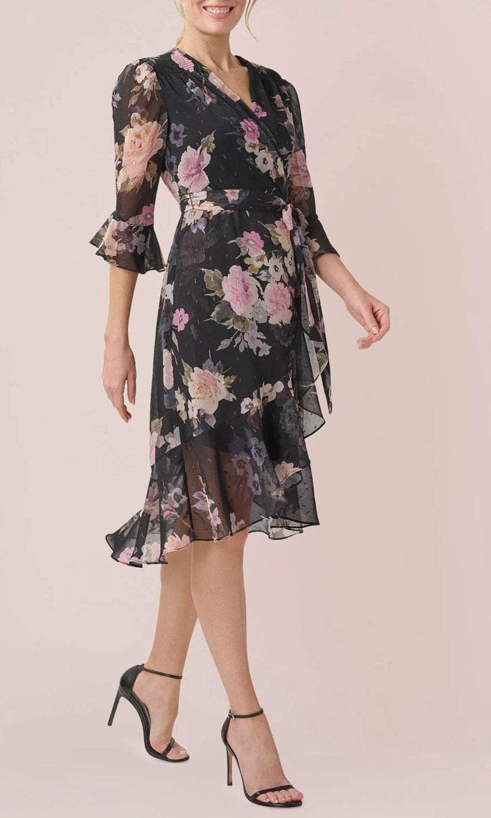 Adrianna Papell AP1D104917 - Floral Tie Waist Chiffon Dress Special Occasion Dress