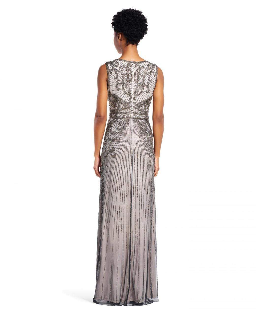 Adrianna Papell AP1E200237 Sleeveless V-Neckline Embellished Long Dress - 1 pc Platinum In Size 4 Available CCSALE 4 / Platinum