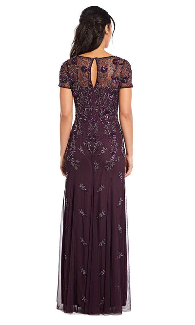 Adrianna Papell - Long Embellished Sheath Dress AP1E203711SC In Purple