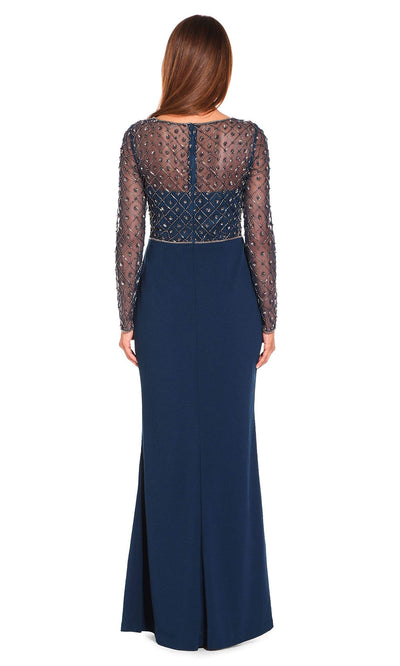 Adrianna Papell - Embellished V-Neck Evening Dress AP1E203730 - 1 pc Deep Blue In Size 2 Available CCSALE 2 / Deep Blue
