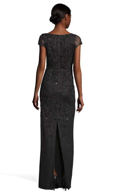Adrianna Papell - AP1E204272SC Scoop Neck Embellished Long Dress In Black