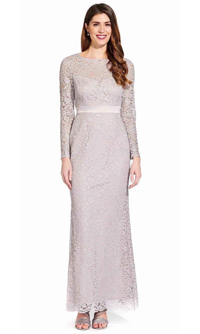 Adrianna Papell - AP1E205128 Lace Long Sleeve Fitted Dress Mother of the Bride Dresses 0 / Icy Lilac