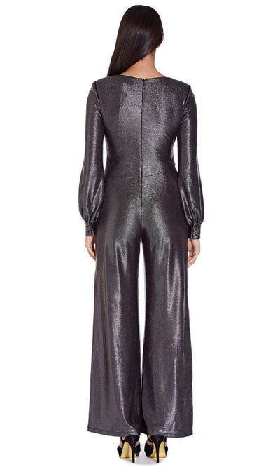 Adrianna Papell - AP1E206841 V-Neck Metallic Jersey Jumpsuit Evening Dresses