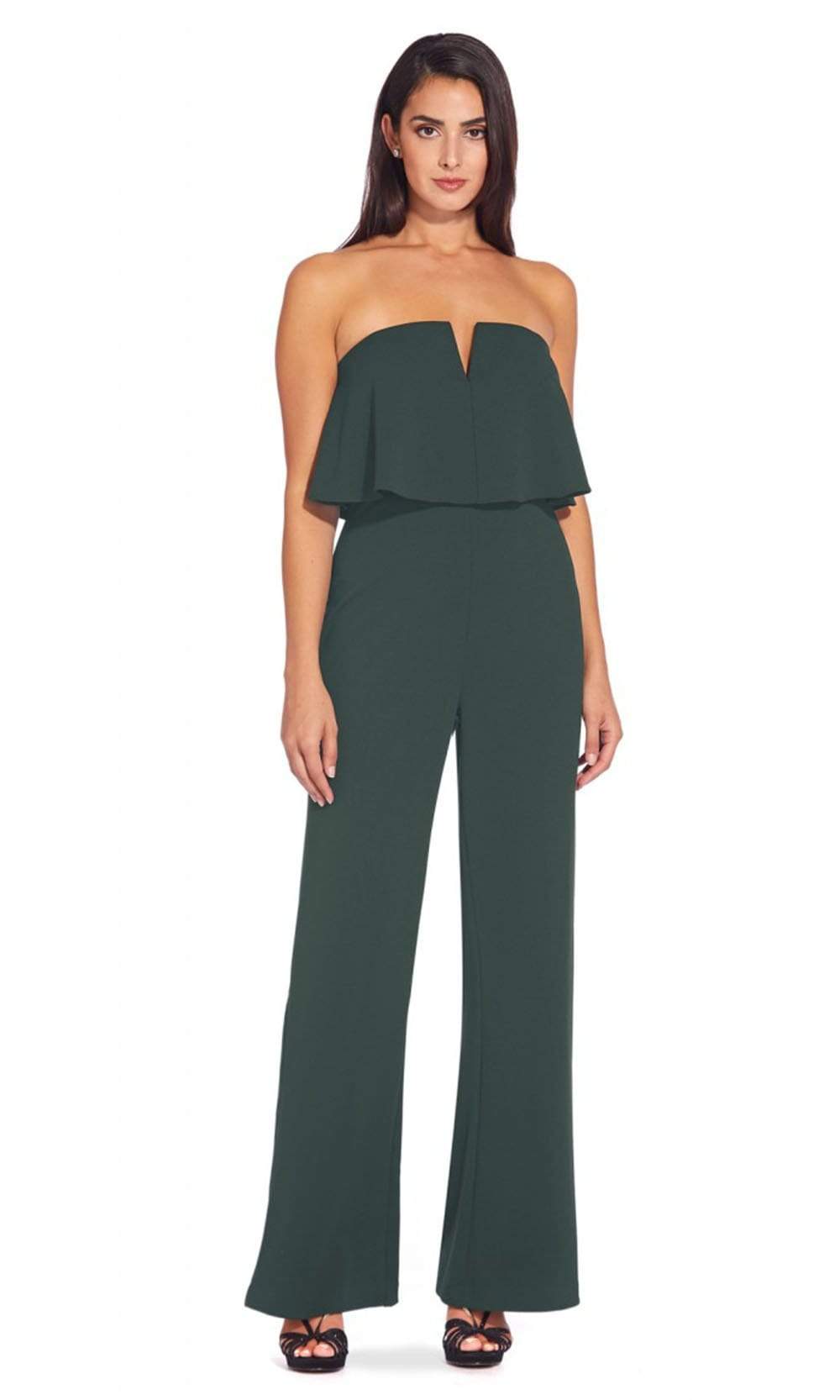 Adrianna Papell - AP1E206916 Strapless Flounce Bodice Crepe Jumpsuit Special Occasion Dress 2 / Dusty Emerald