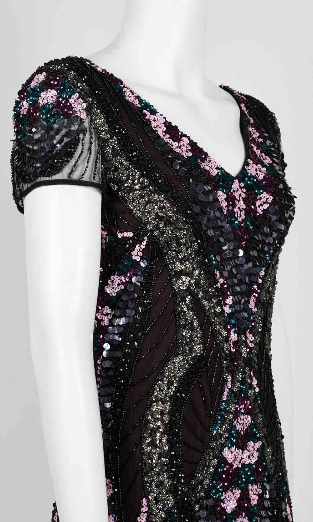 Adrianna Papell - AP1E206950 Sequined Neck Sheath Dress Semi Formal