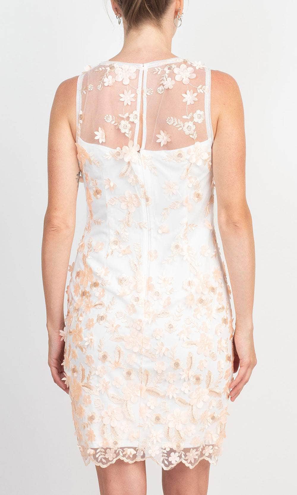 Adrianna Papell Embroidered-Floral Sheath Dress - Ivory/Blush - Size 8 Adrianna Papell Embroidered-Floral Sheath Dress - Ivory/Blush - Size 8