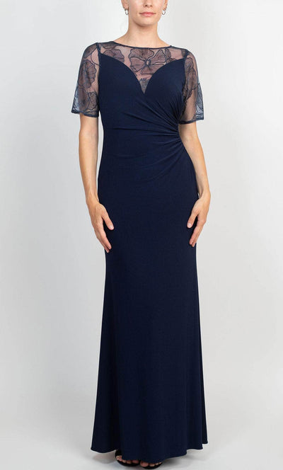 Adrianna Papell AP1E208992 - Illusion Neck Gown Mother Of The Bride Dresses 0 / Midnight