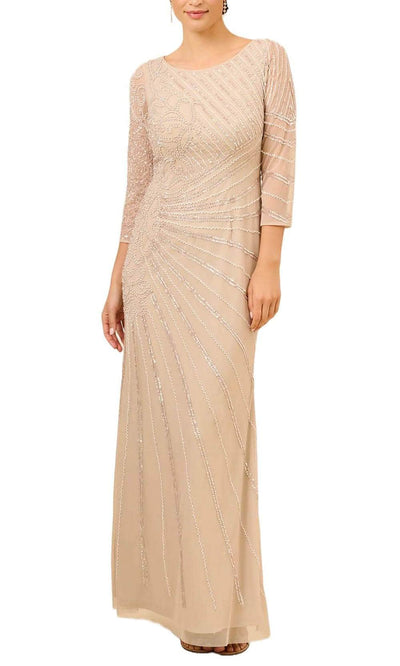 Adrianna Papell AP1E209180 - Beaded Sheath Formal Dress Special Occasion Dress 0 / Biscotti
