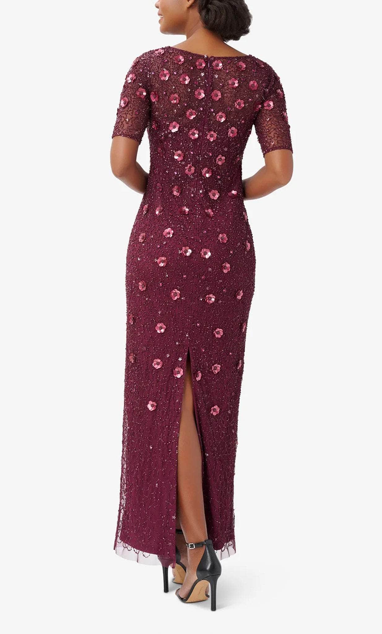 Adrianna Papell AP1E209314 - Short Sleeve 3D Floral Embellished Evening Dress Evening Dresses